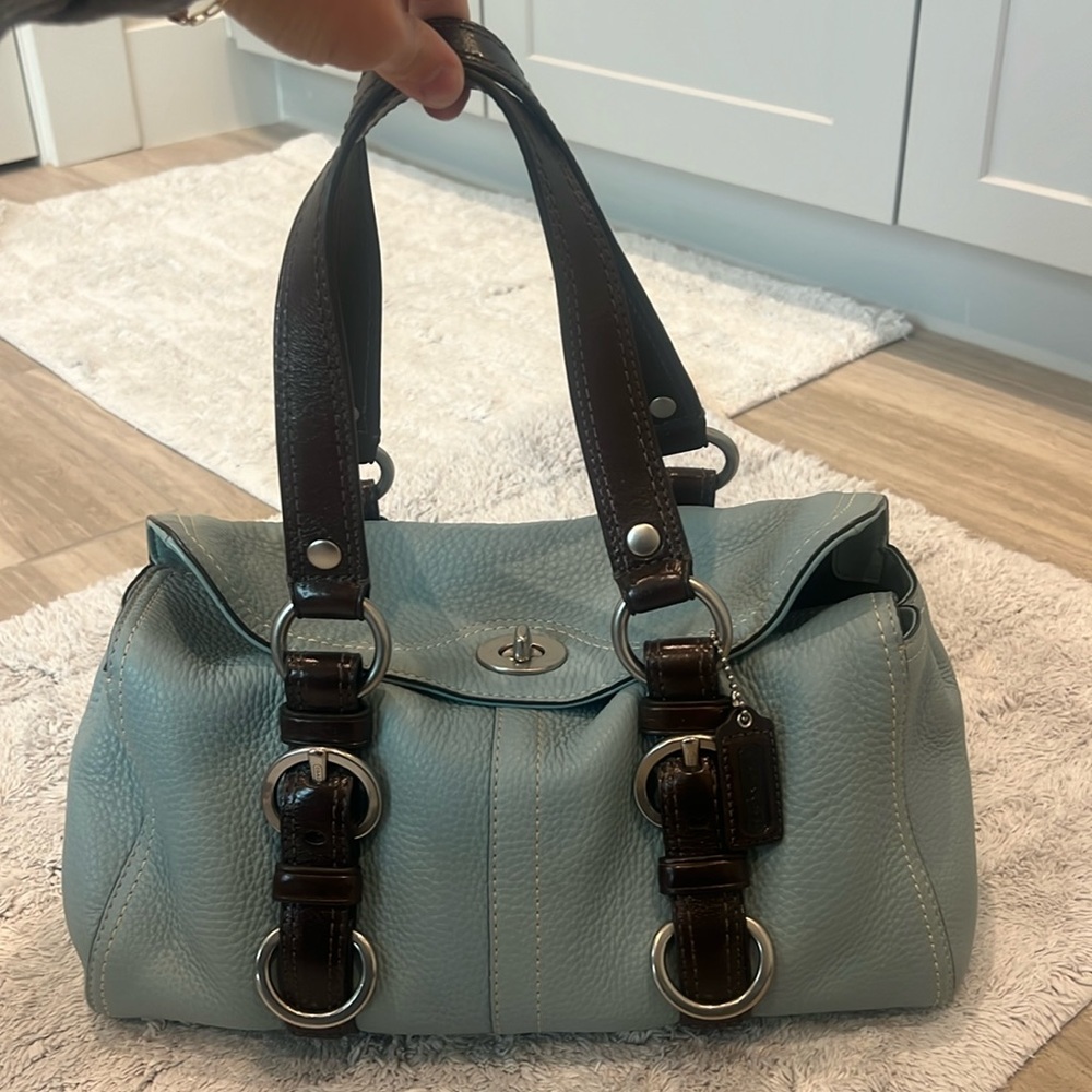 Vintage Coach Blue leather handle bag